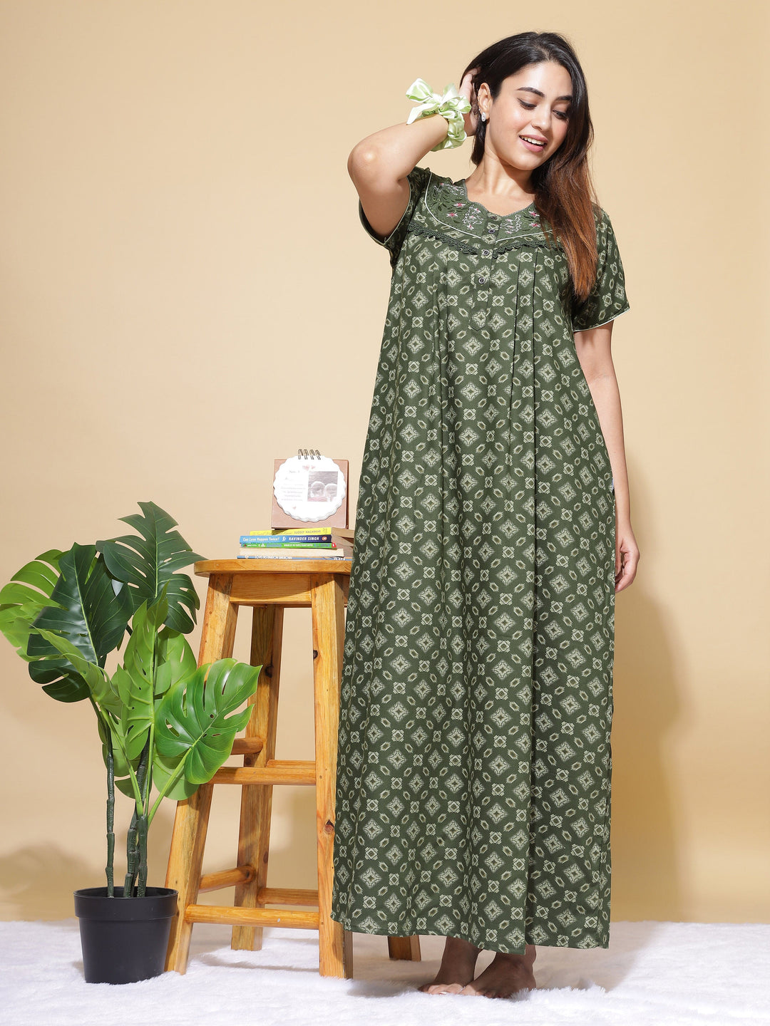  Poly Viscose Nighty  Polyester Nighty - Designer Nighty Online At 9shines Label- 9shines label 