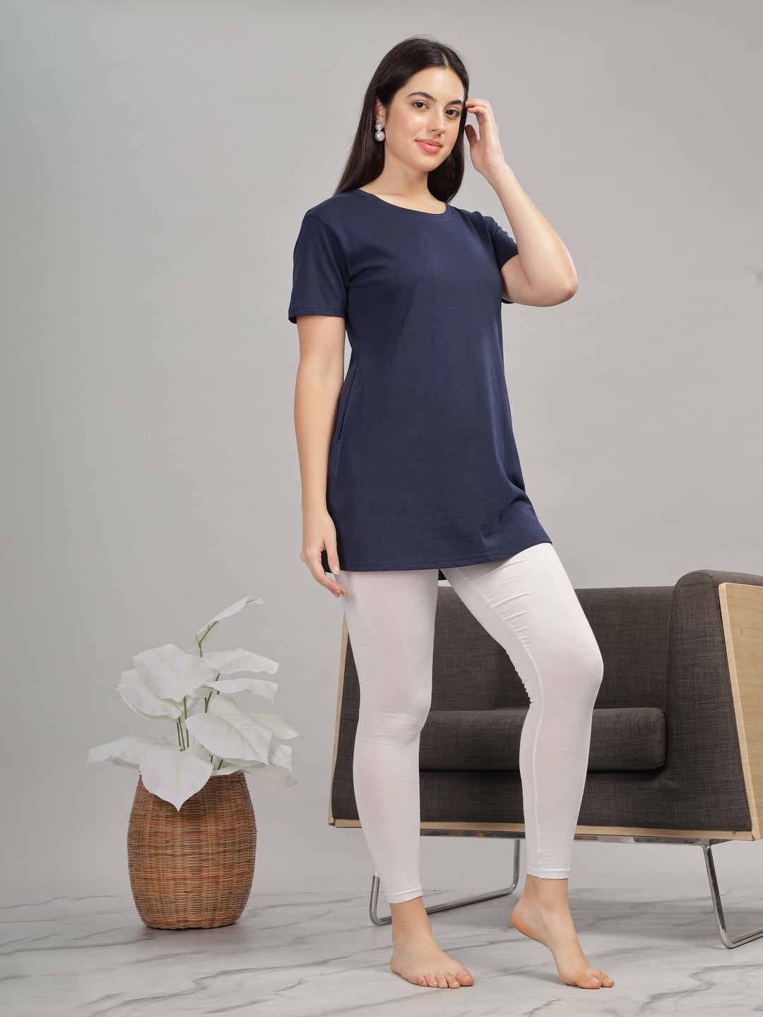 Navy-Blue-Long-T-Shirt-with-pockets-for-women