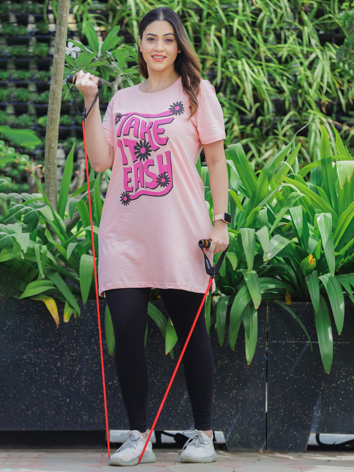  Plus Long T-shirt  Extra Size T Shirts - Shop Pink Hosiery Cotton T Shirt Online- 9shines label 