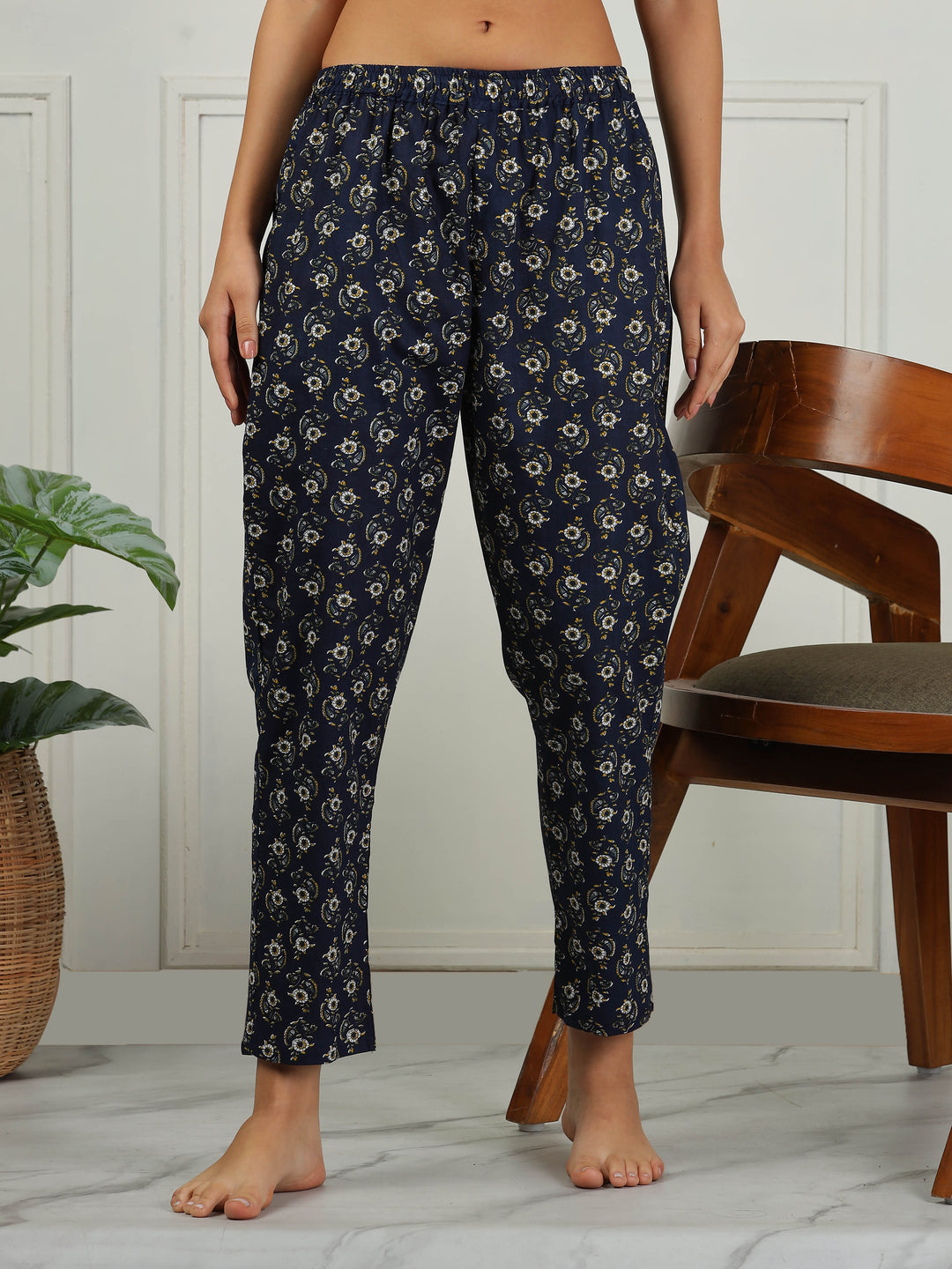 Midnight Blue Cotton Pyjama Set for Women Soft & Stylish Loungewear