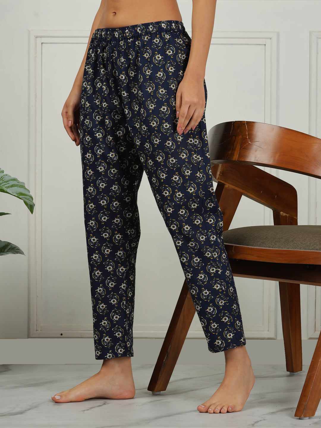 Midnight Blue Cotton Pyjama Set for Women Soft & Stylish Loungewear