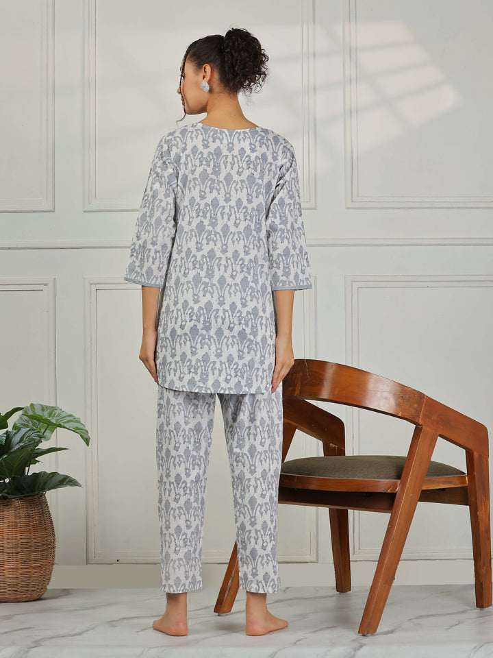 Grey Cotton Pajama Set for Women Soft & Stylish Nightwear