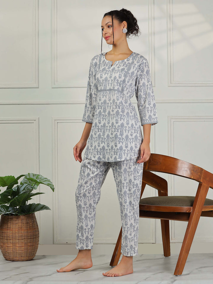 Grey Cotton Pajama Set for Women Soft & Stylish Nightwear