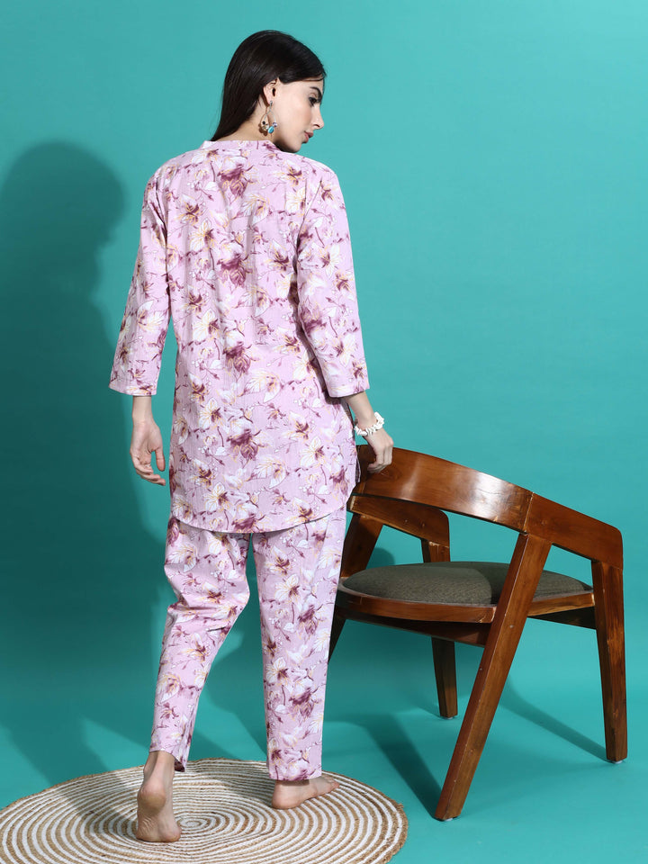 Soft Mauve Cotton Pyjama Set for Women Nightwear Collection