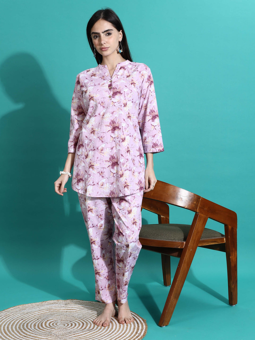 Soft Mauve Cotton Pyjama Set for Women Nightwear Collection