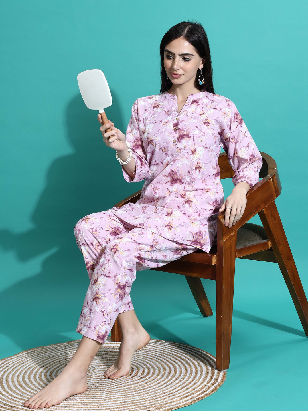 Soft Mauve Cotton Pyjama Set for Women Nightwear Collection