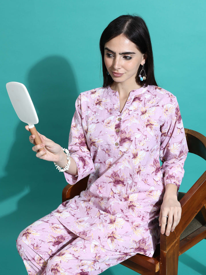 Soft Mauve Cotton Pyjama Set for Women Nightwear Collection