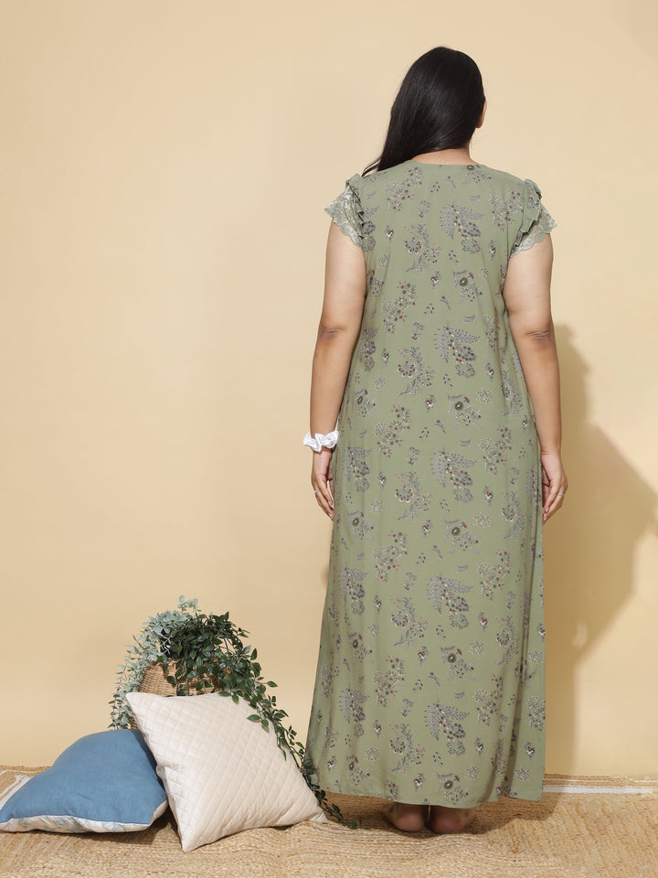  Viscose Nighty  Buy Comfortable Olive Green XXL Nighty Online in India- 9shines label 