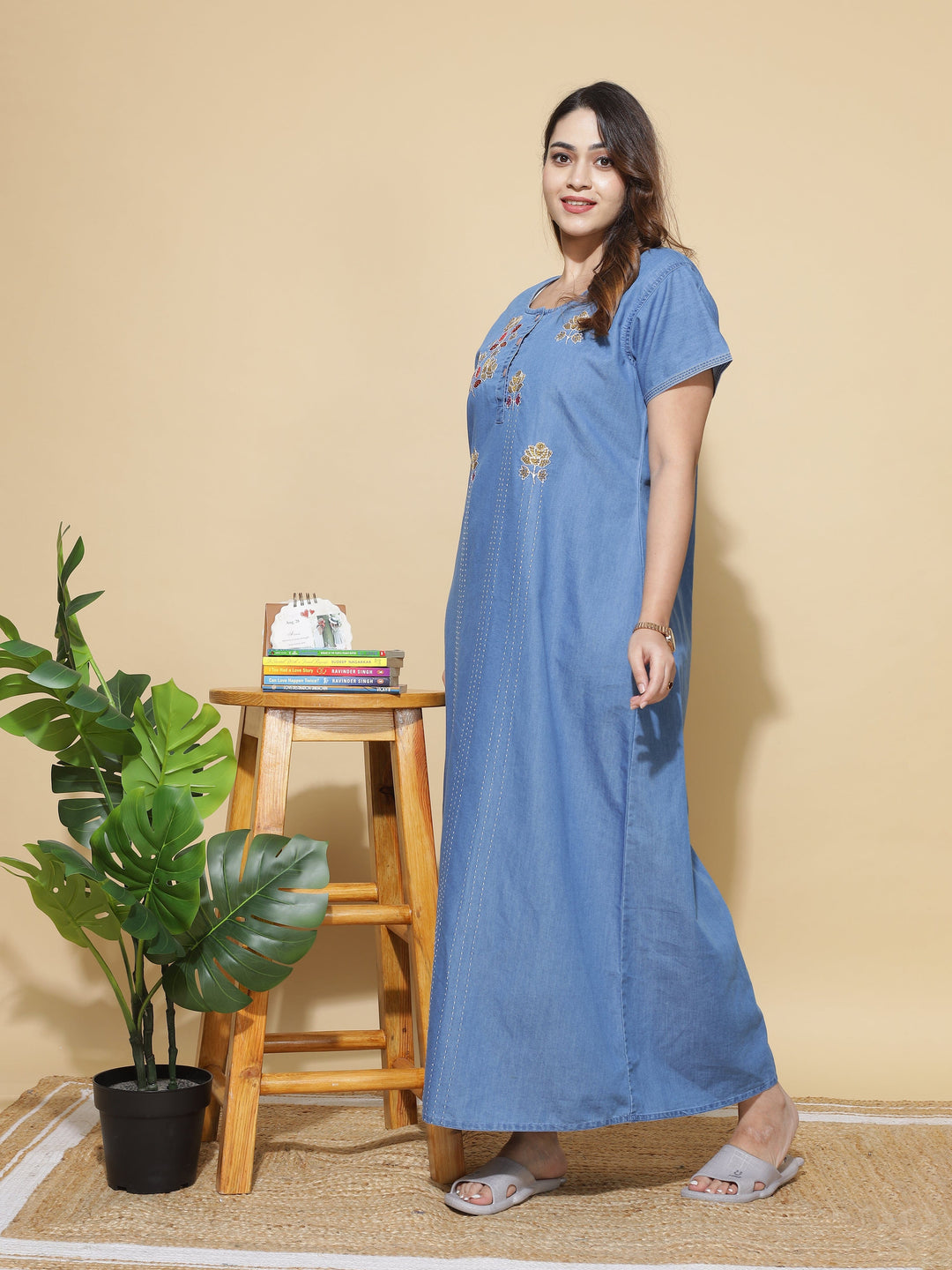  Denim Nighty  Buy Cool and Comfortable Sky Blue Nighty Dress Online- 9shines label 