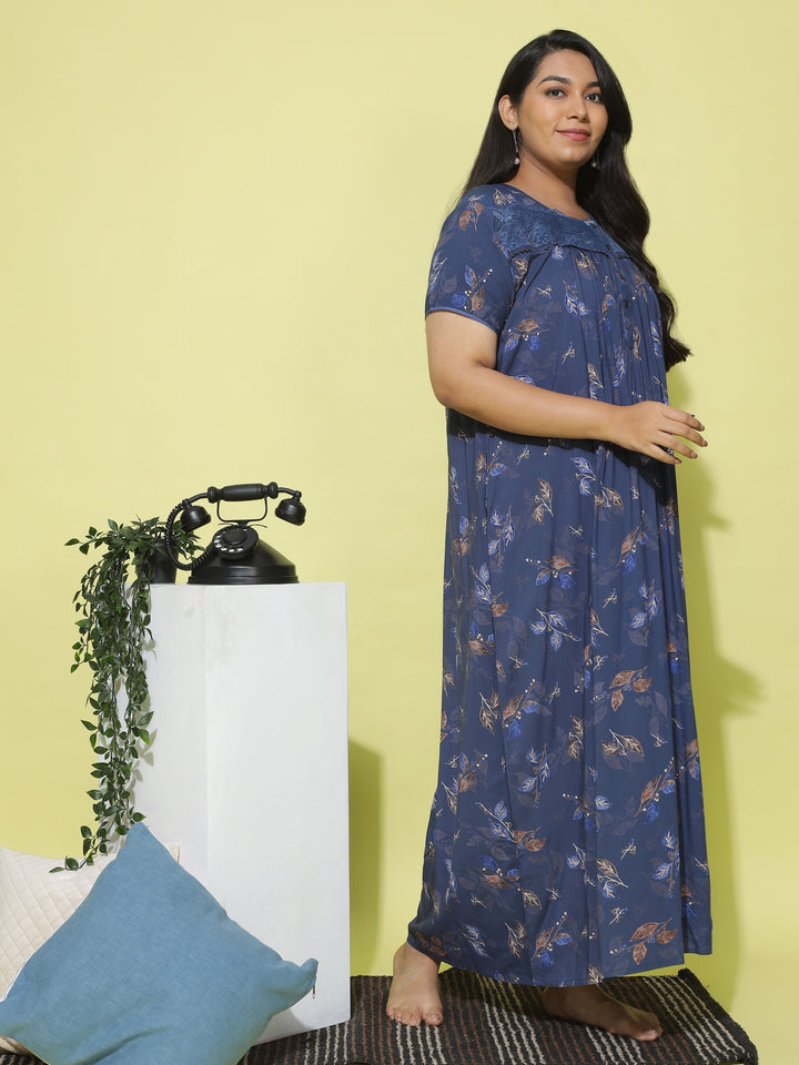  Viscose Nighty  Buy Trendy Navy Blue XXL Nighty Online at 9shines Label- 9shines label 