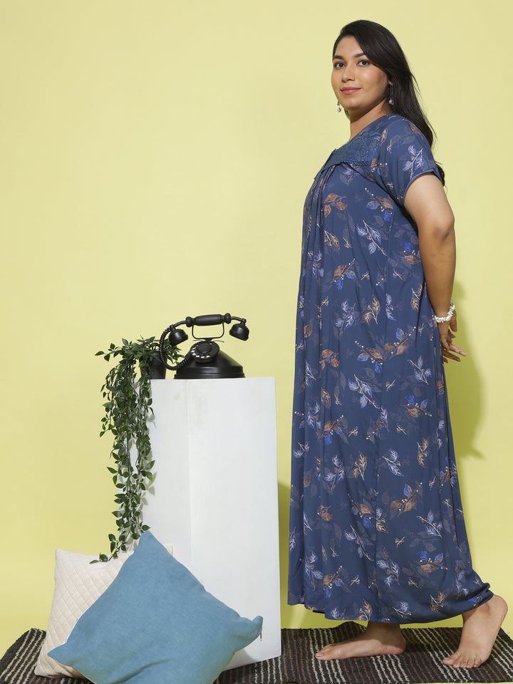  Viscose Nighty  Buy Trendy Navy Blue XXL Nighty Online at 9shines Label- 9shines label 