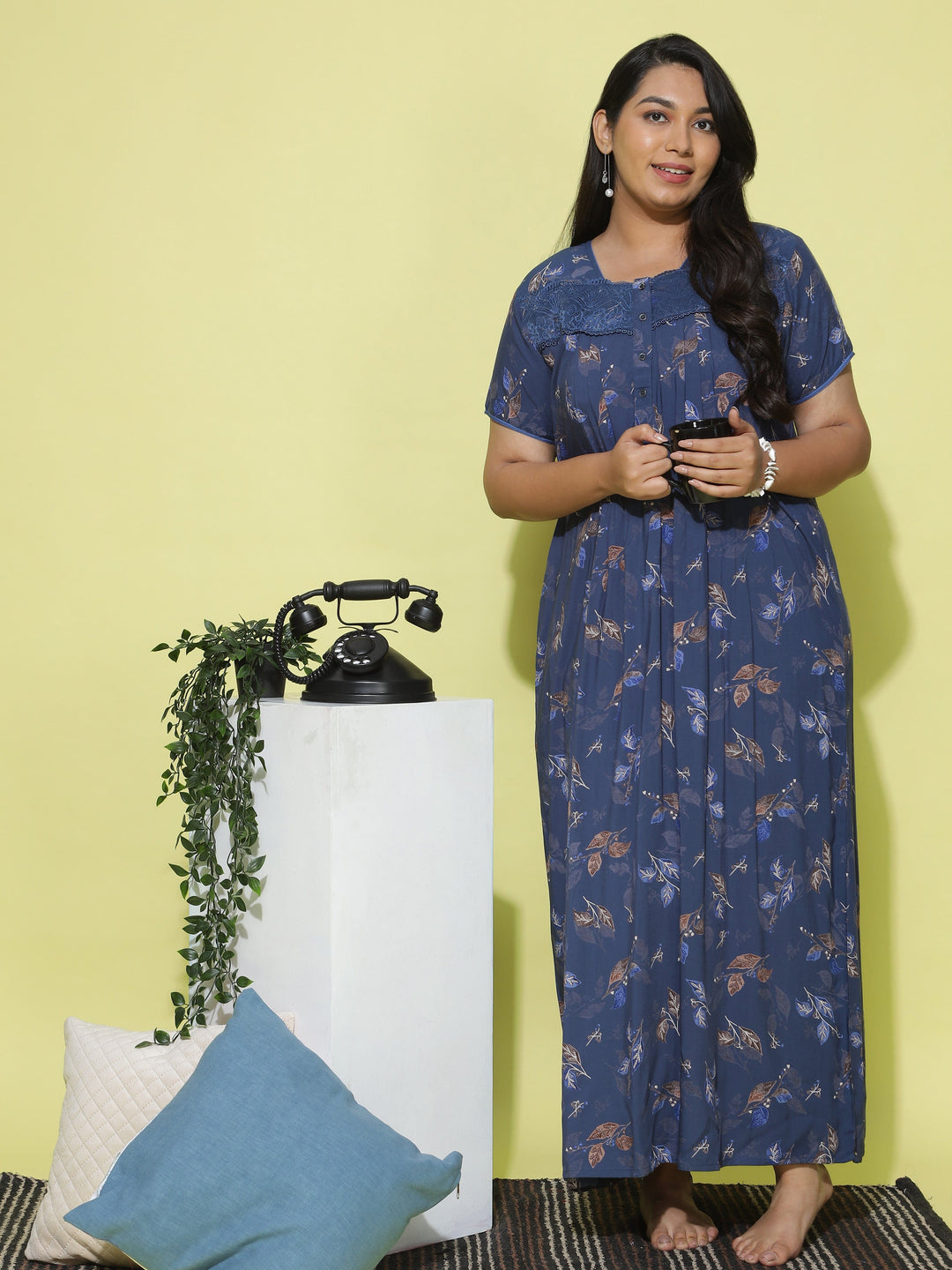  Viscose Nighty  Buy Trendy Navy Blue XXL Nighty Online at 9shines Label- 9shines label 