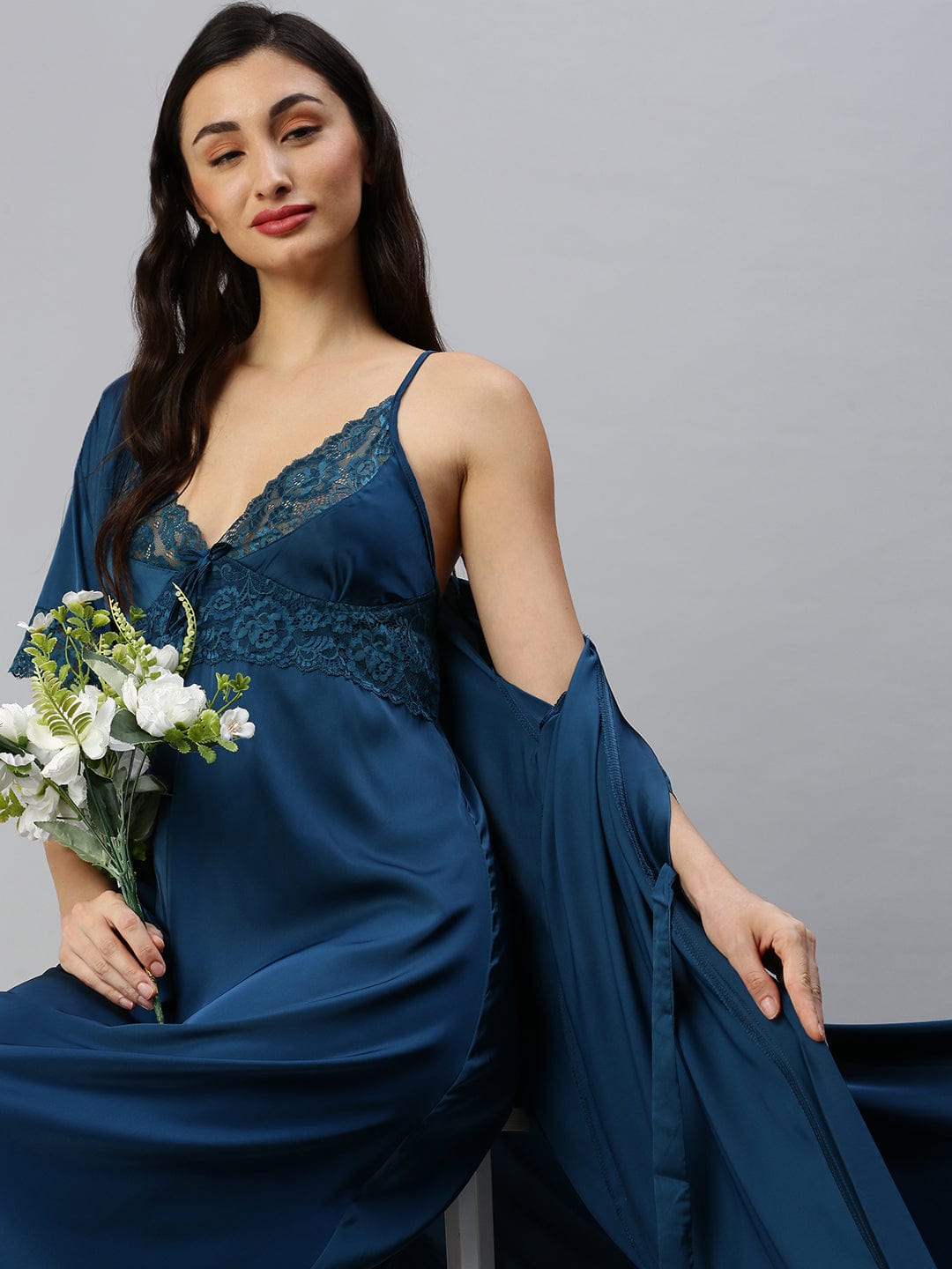  Long Robe Long Gown  Buy Turquoise Blue Bridal Nightwear Online in India- 9shines label 