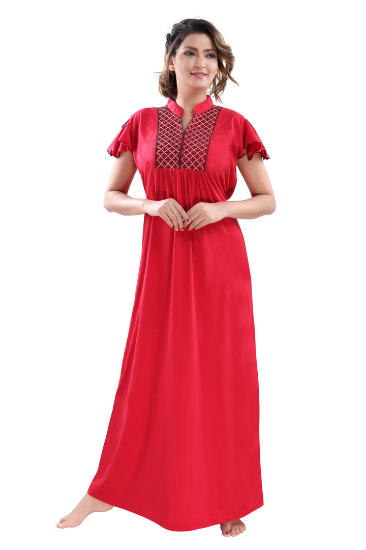 Cotton Blend Designer Nighty Red