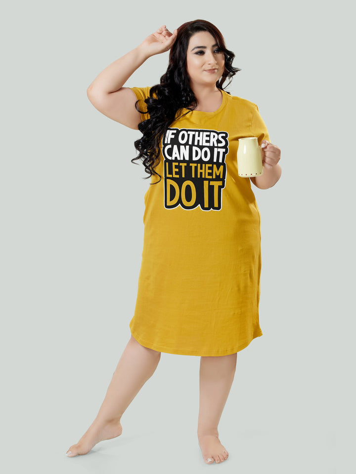  Plus Size Short Nighty  Yellow Color Nighty | Shop Plus Size Sexy Nighties In India- 9shines label 