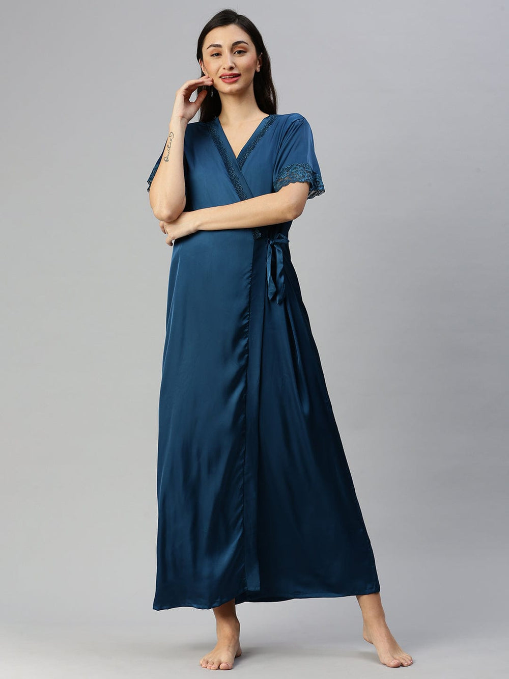  Long Robe Long Gown  Buy Turquoise Blue Bridal Nightwear Online in India- 9shines label 