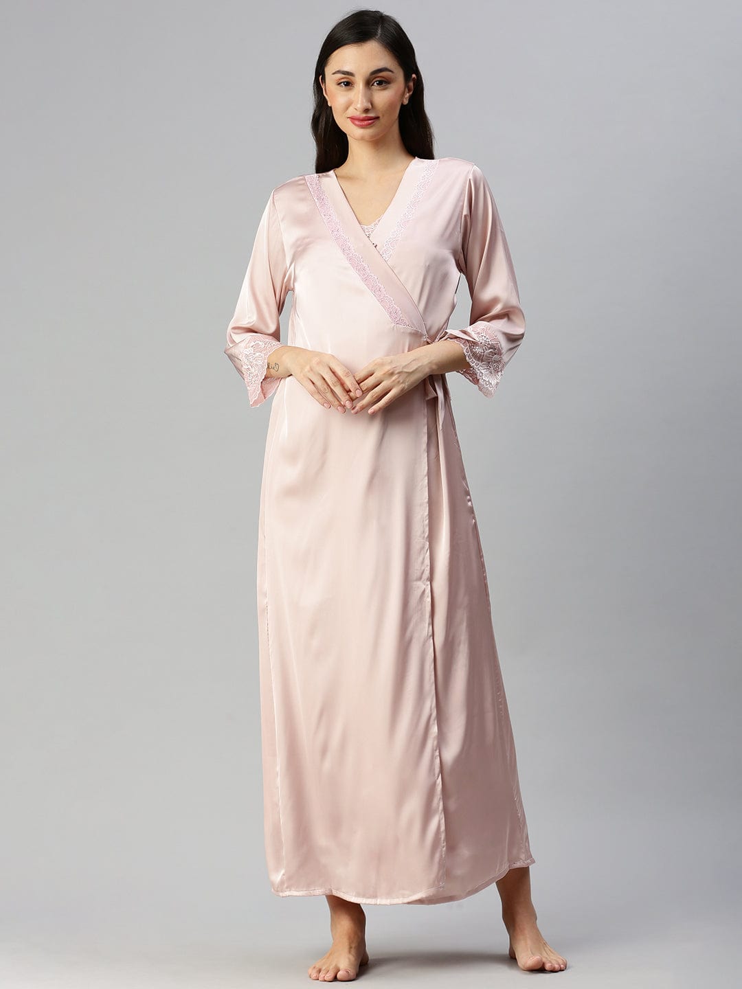  Long Robe Long Gown  Buy Rose Gold Bridal Nightwear Honeymoon India- 9shines label 