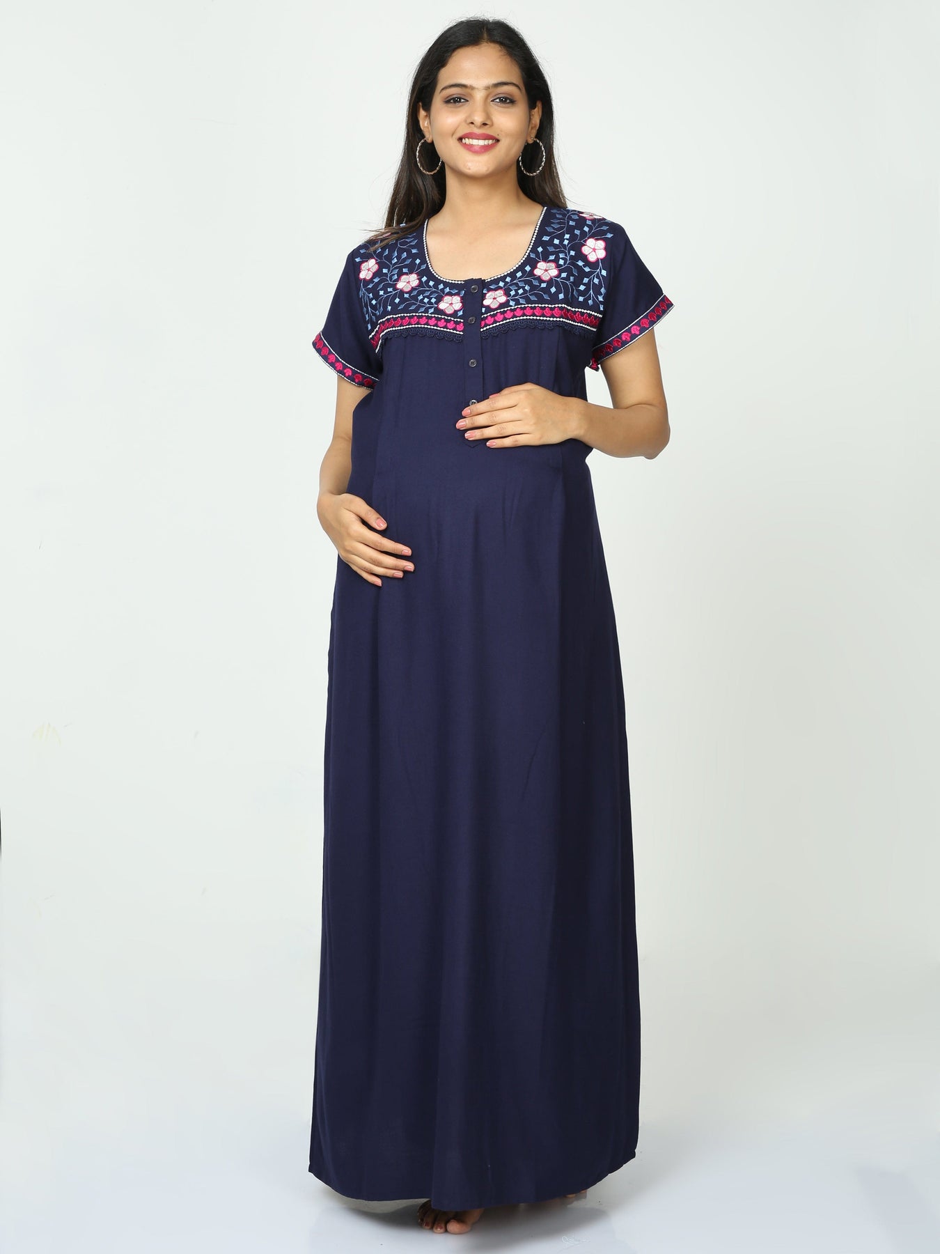 Minelli Printed Maternity / Feeding Full Length Alpine Nighty