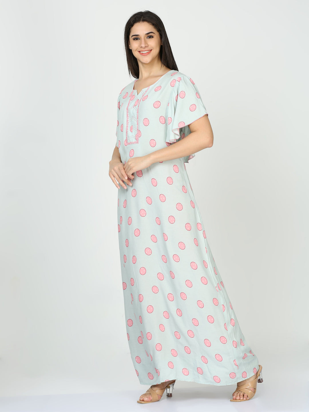  Rayon Designer Nighty  Corn Flower Rayon Designer NIghty | Rayon Nighties Online- 9shines label 