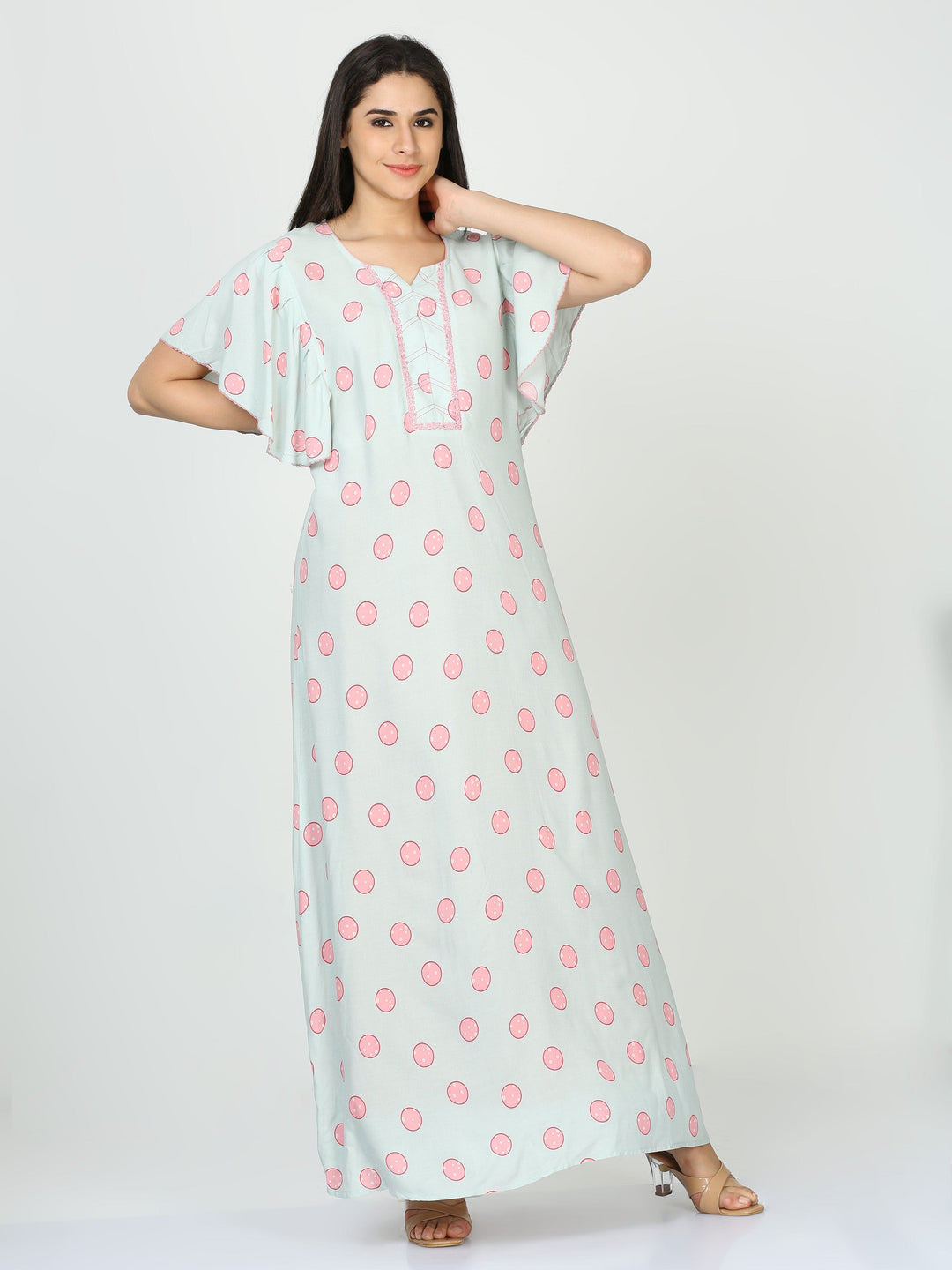  Rayon Designer Nighty  Corn Flower Rayon Designer NIghty | Rayon Nighties Online- 9shines label 