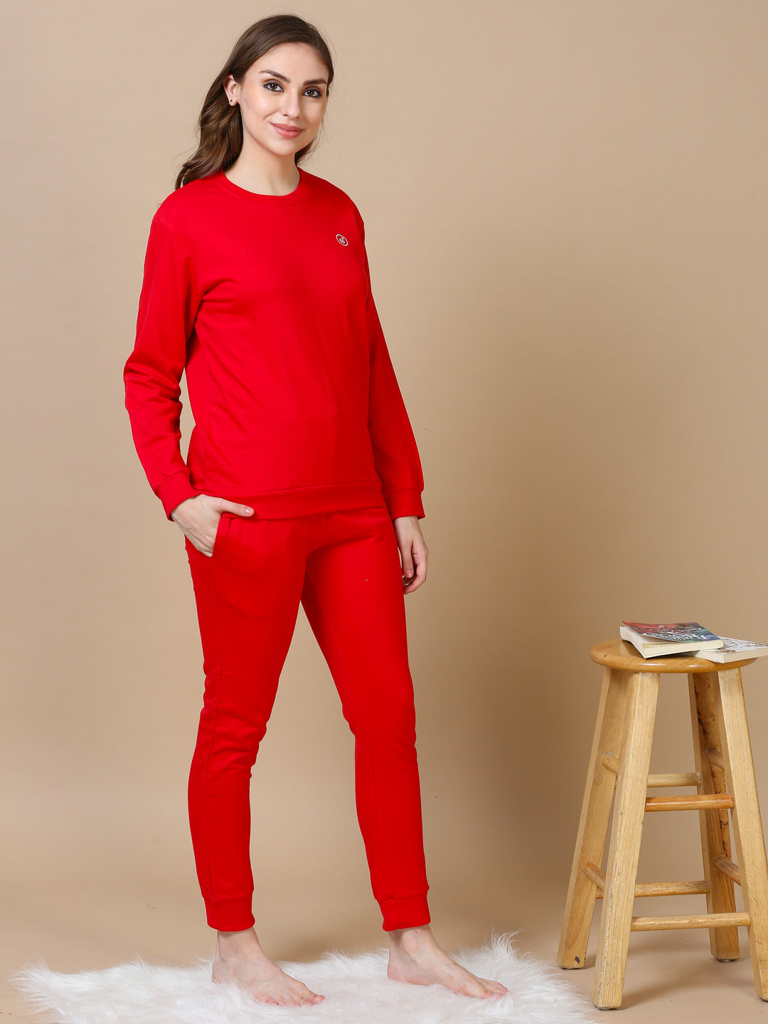  Jogger set  Hosiery Cotton Red Track Suit | Winter Track Suit- 9shines label 