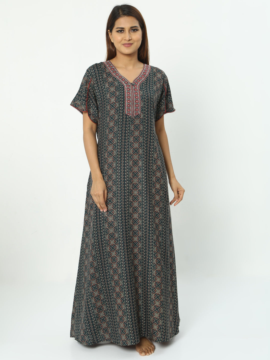  Alpine Nighty  Green Nighty - Buy Alpine Maxi Designer Nighty Online- 9shines label 