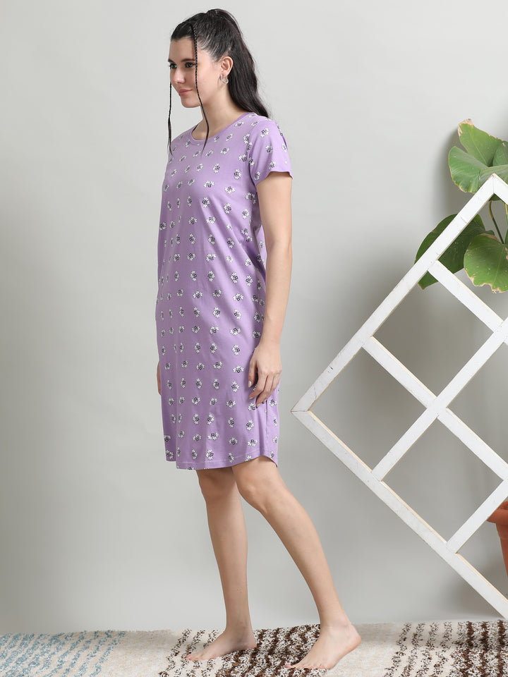 Discover Lilac Cotton Short Nightdress for Comfortable Nights