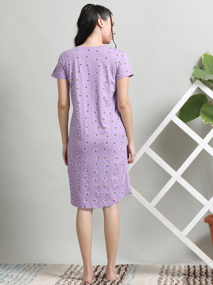 Discover Lilac Cotton Short Nightdress for Comfortable Nights