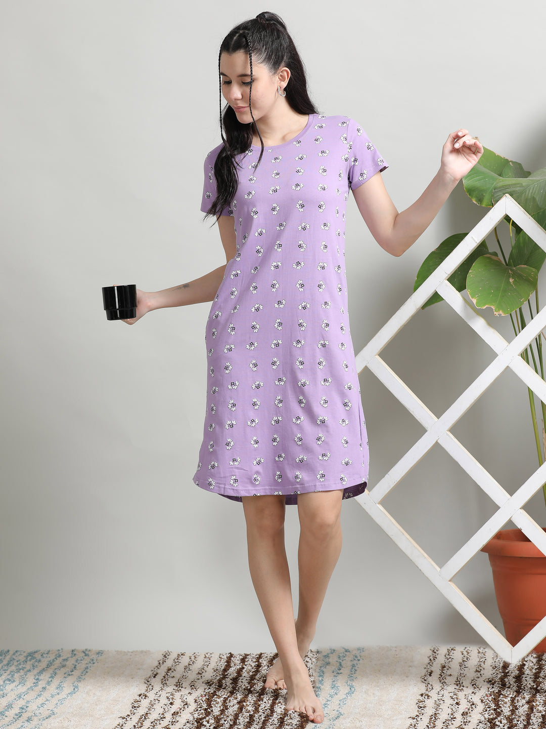 Discover Lilac Cotton Short Nightdress for Comfortable Nights