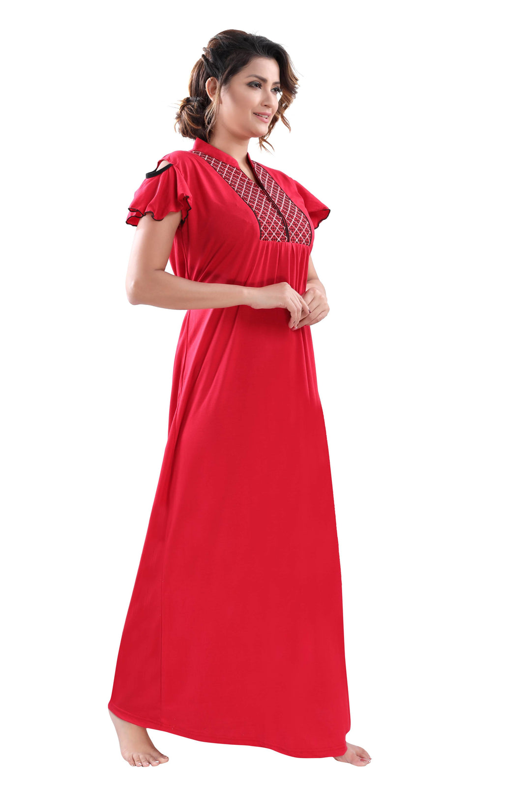 Cotton Blend Designer Nighty Red