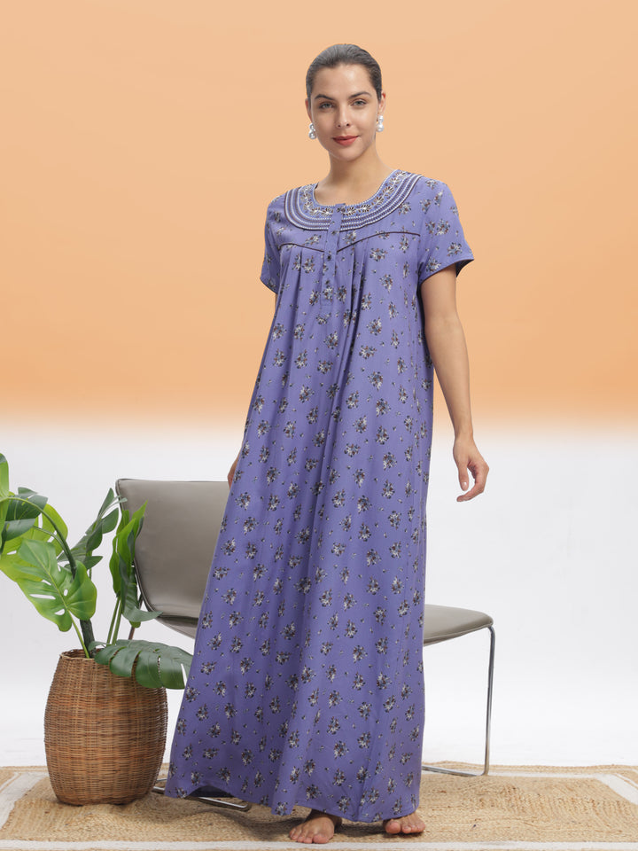  Alpine Nighty  Lavender Blossom Alpine MaxiNighty - Premium Nightwear for All Seasons- 9shines label 