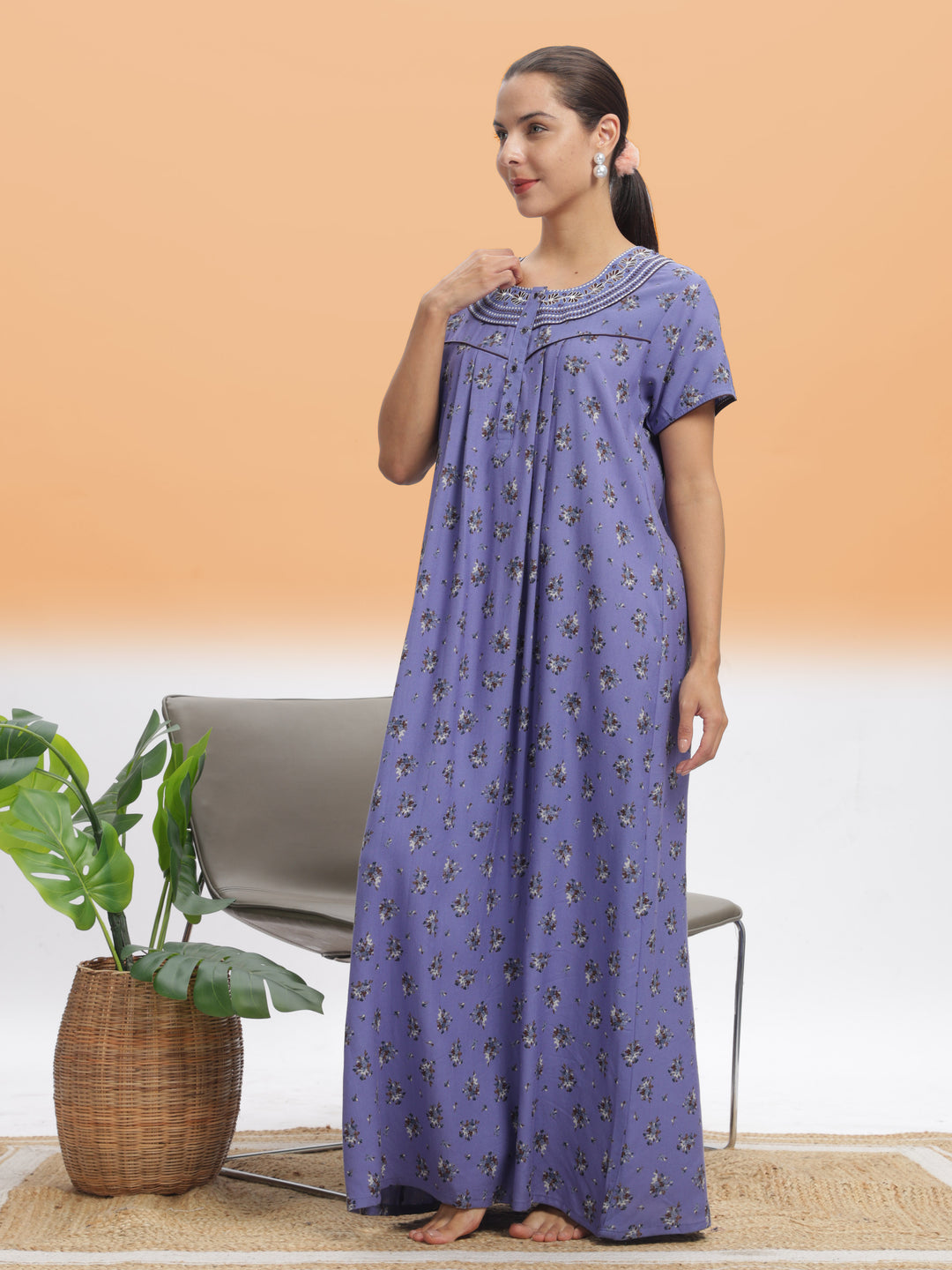  Alpine Nighty  Lavender Blossom Alpine MaxiNighty - Premium Nightwear for All Seasons- 9shines label 