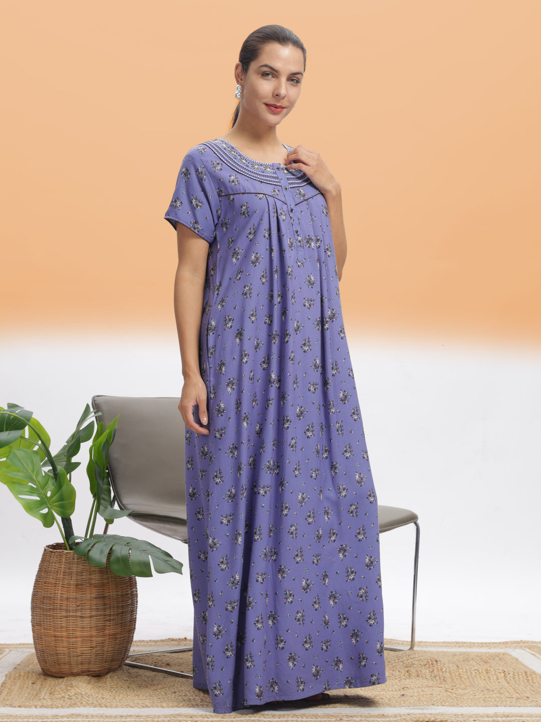  Alpine Nighty  Lavender Blossom Alpine MaxiNighty - Premium Nightwear for All Seasons- 9shines label 