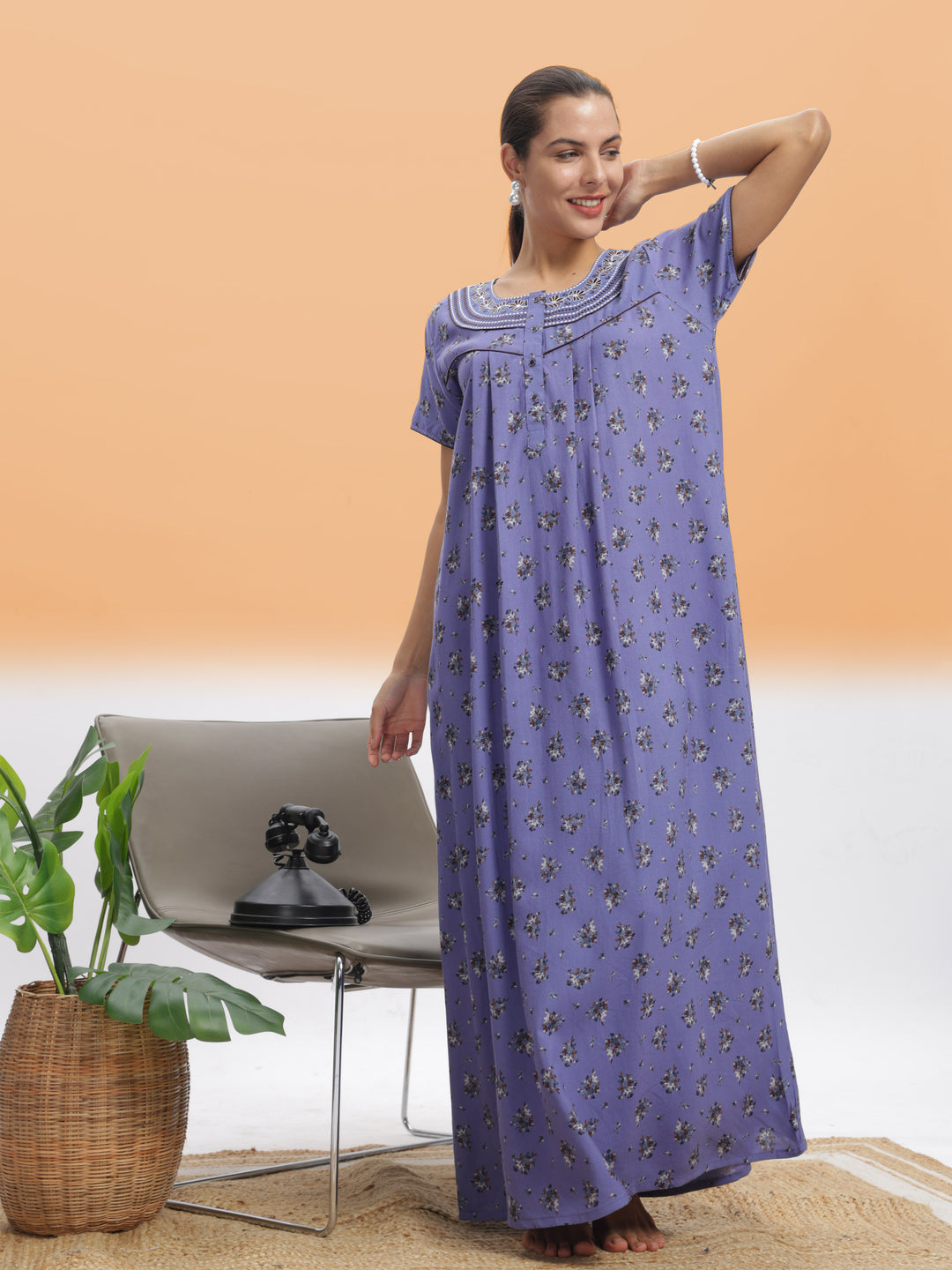  Alpine Nighty  Lavender Blossom Alpine MaxiNighty - Premium Nightwear for All Seasons- 9shines label 