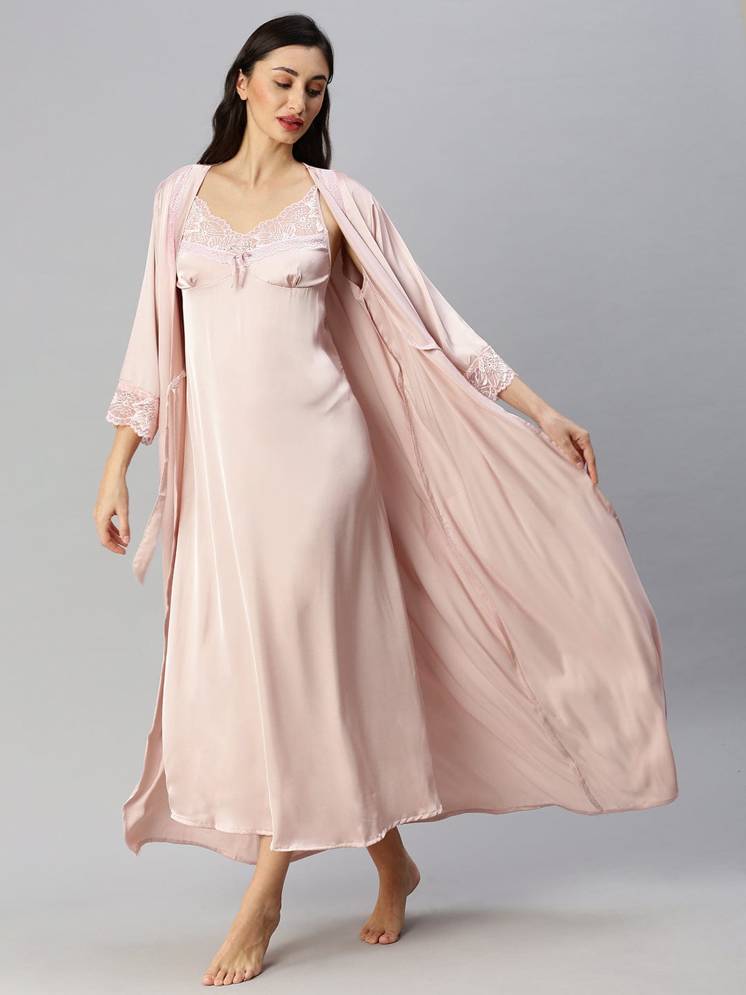  Long Robe Long Gown  Buy Rose Gold Bridal Nightwear Honeymoon India- 9shines label 