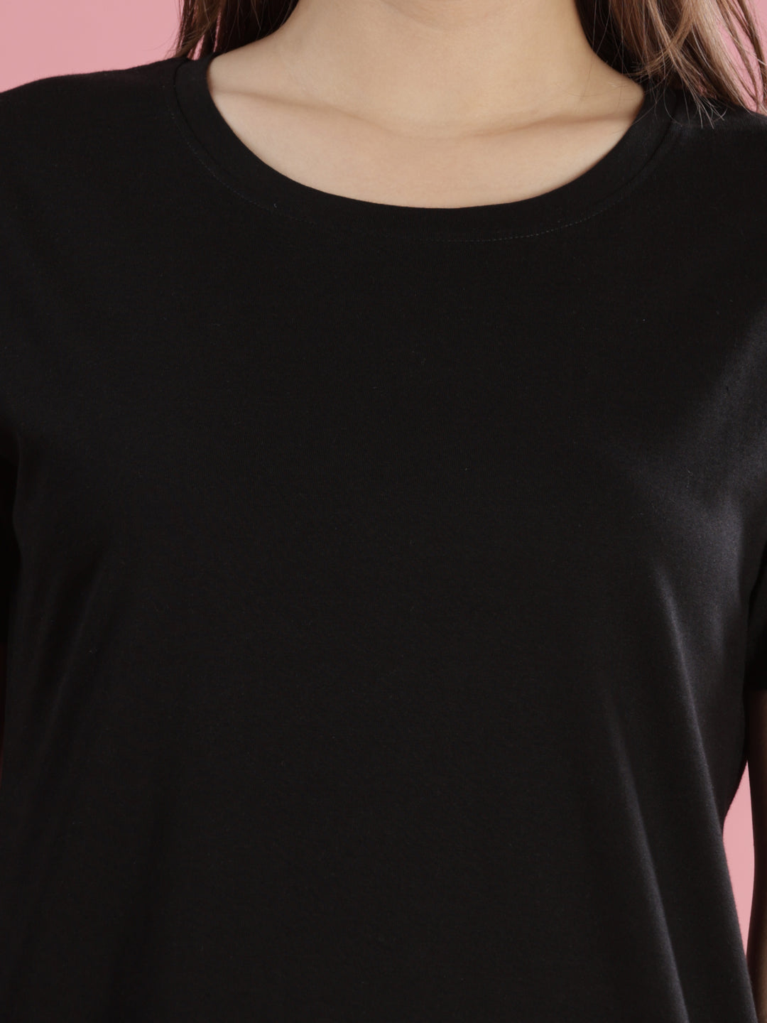 Black Long Cotton T-Shirt for Women With Versatile & Chic Fit