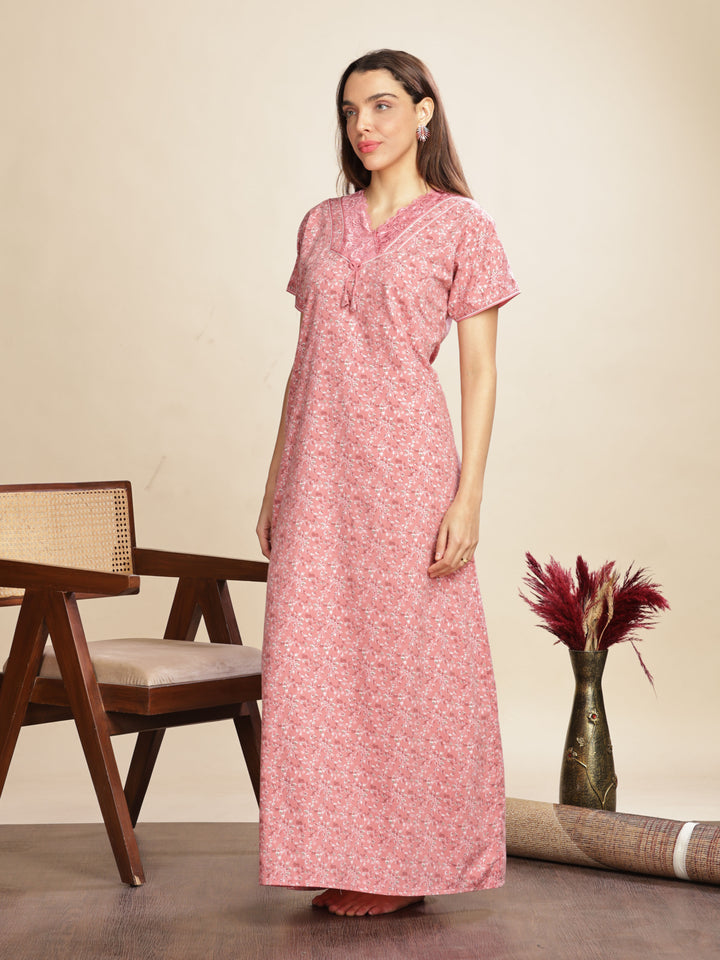 Fashionable Baby Pink Womens Floral Maxi Dresses Online