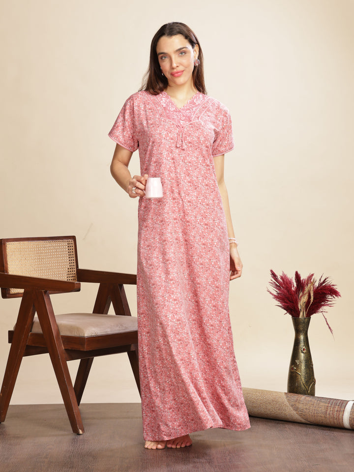 Fashionable Baby Pink Womens Floral Maxi Dresses Online