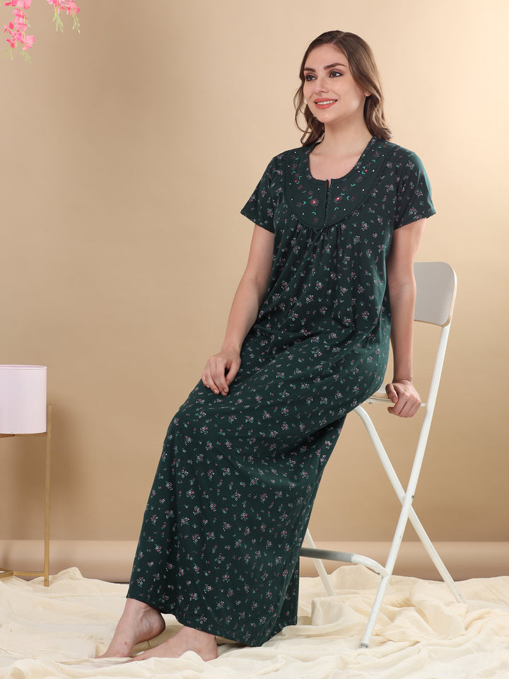  Cotton Blend Nighty  Discover Serenity:Trending Designer Nighty in Dove Green - 9shines label 