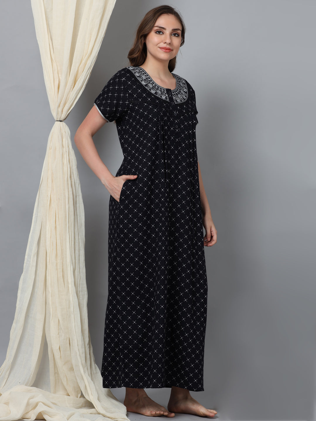  Alpine Nighty  Blue Edition Alpine Galaxy Gown: Long Dress Fancy Embroidery- 9shines label 