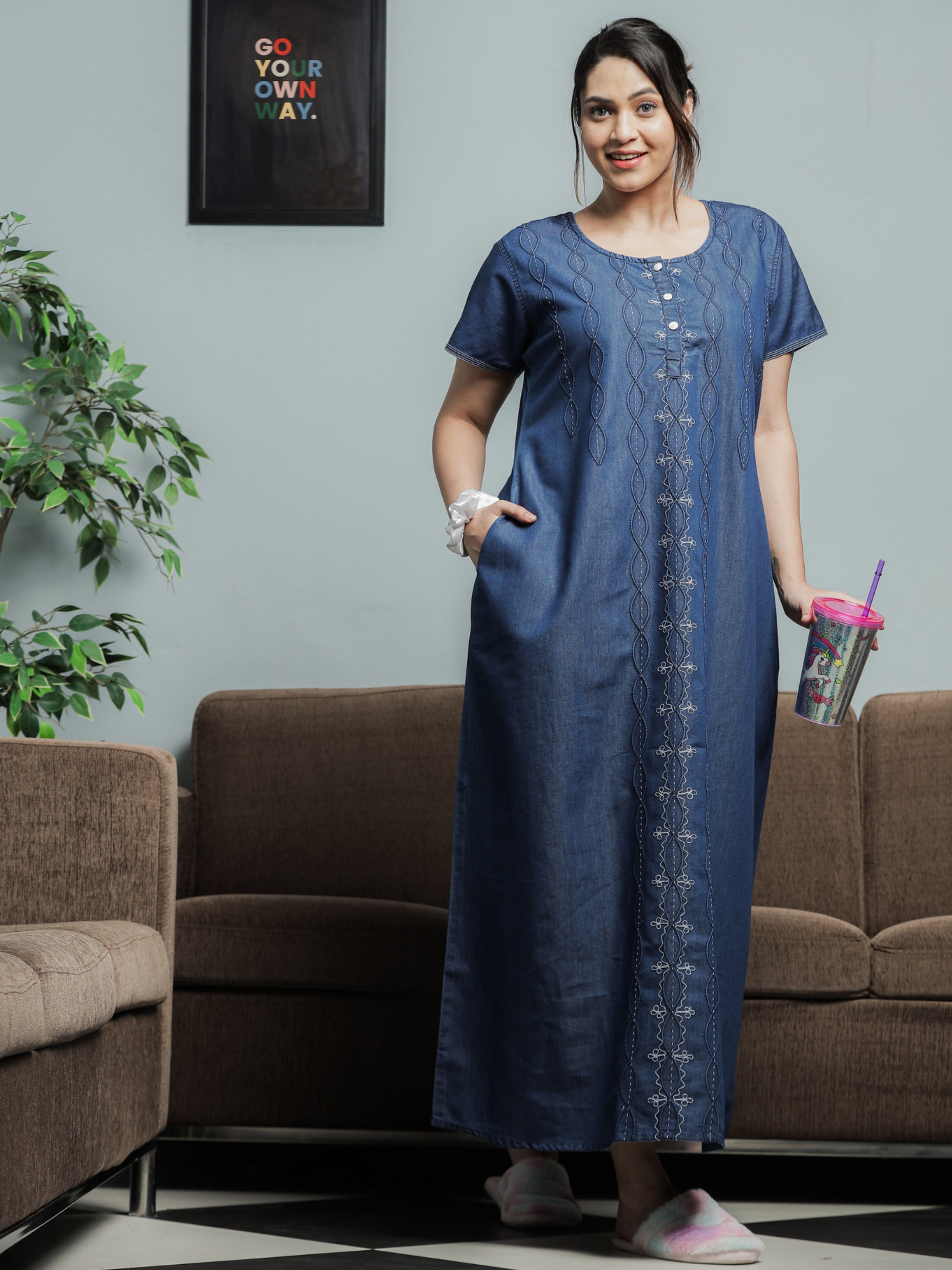 Buy online Navy Blue Denim Maxi Dress from western wear for Women by Tokyo  Talkies for ₹1099 at 45% off | 2024 Limeroad.com