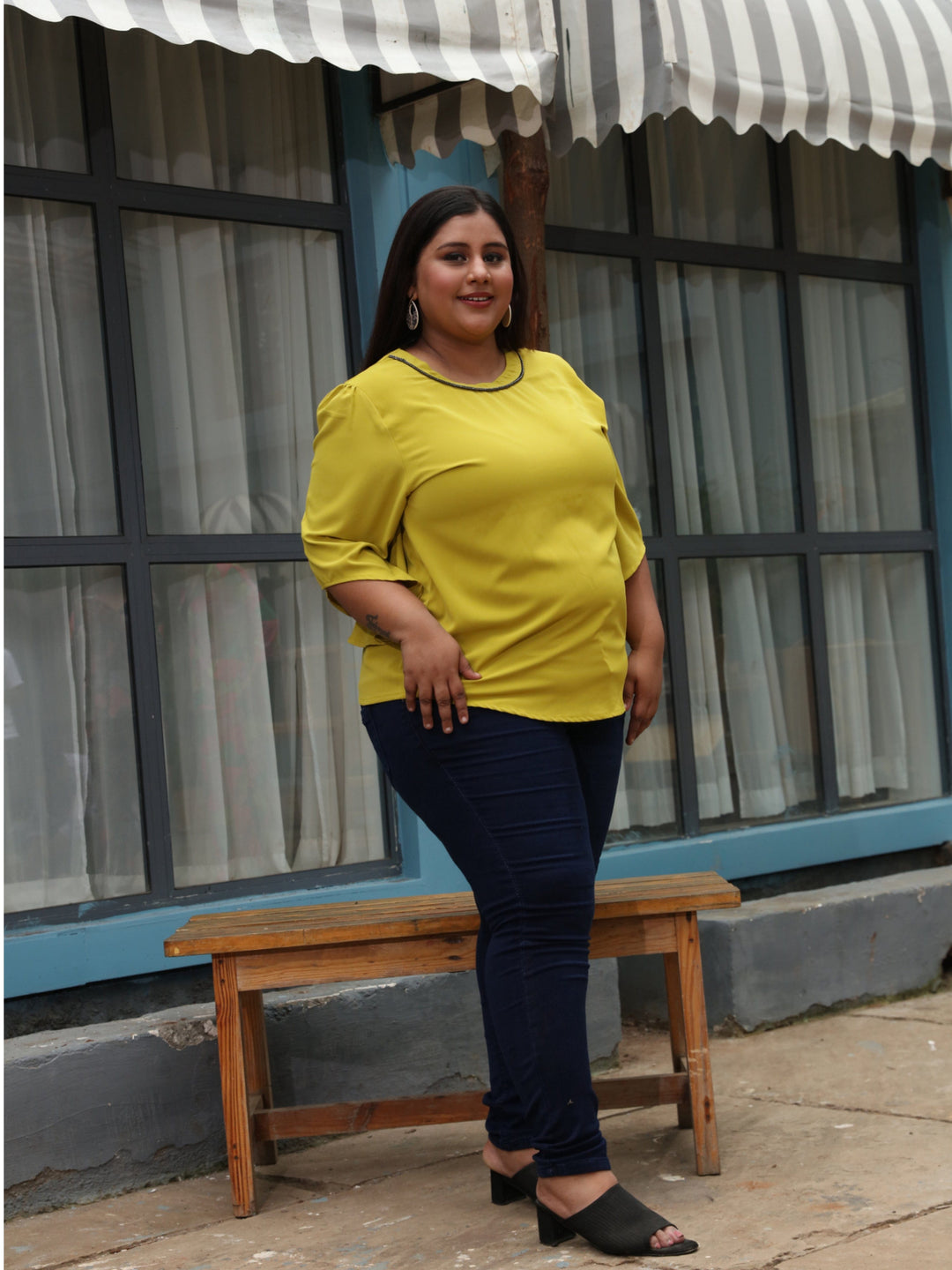  Casual Tops  Sexy Tops For Plus Size Women - Buy Yellow Polyster Top Online- 9shines label 