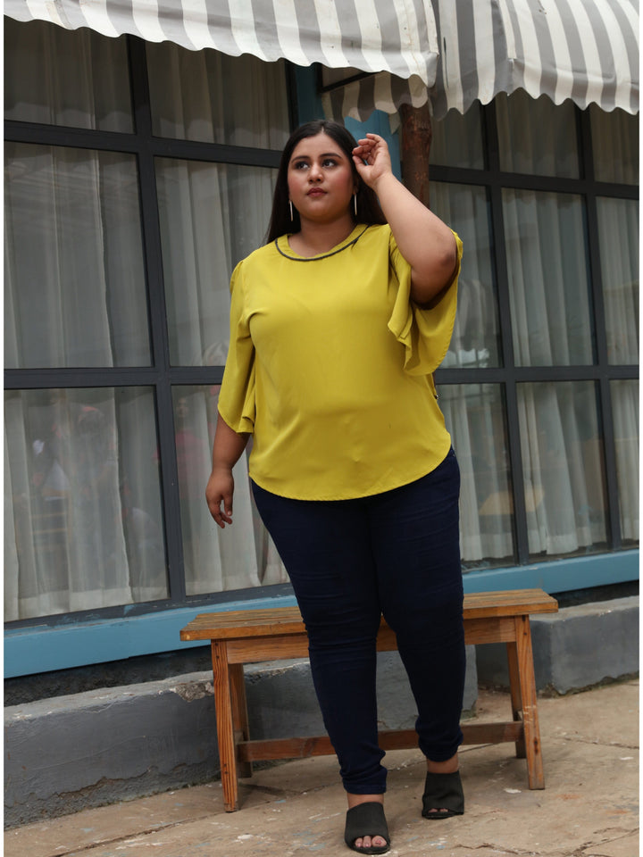  Casual Tops  Sexy Tops For Plus Size Women - Buy Yellow Polyster Top Online- 9shines label 