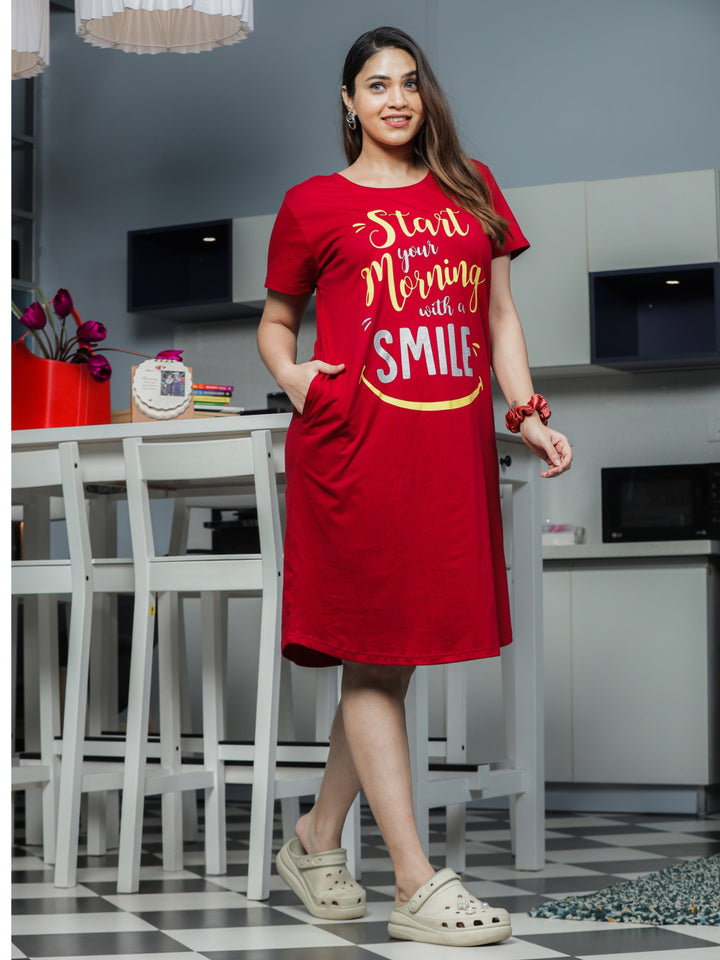 Plus Size Short Nighty  4xl Nighty - Buy Cool And Comfortable Red Nighty Short- 9shines label 