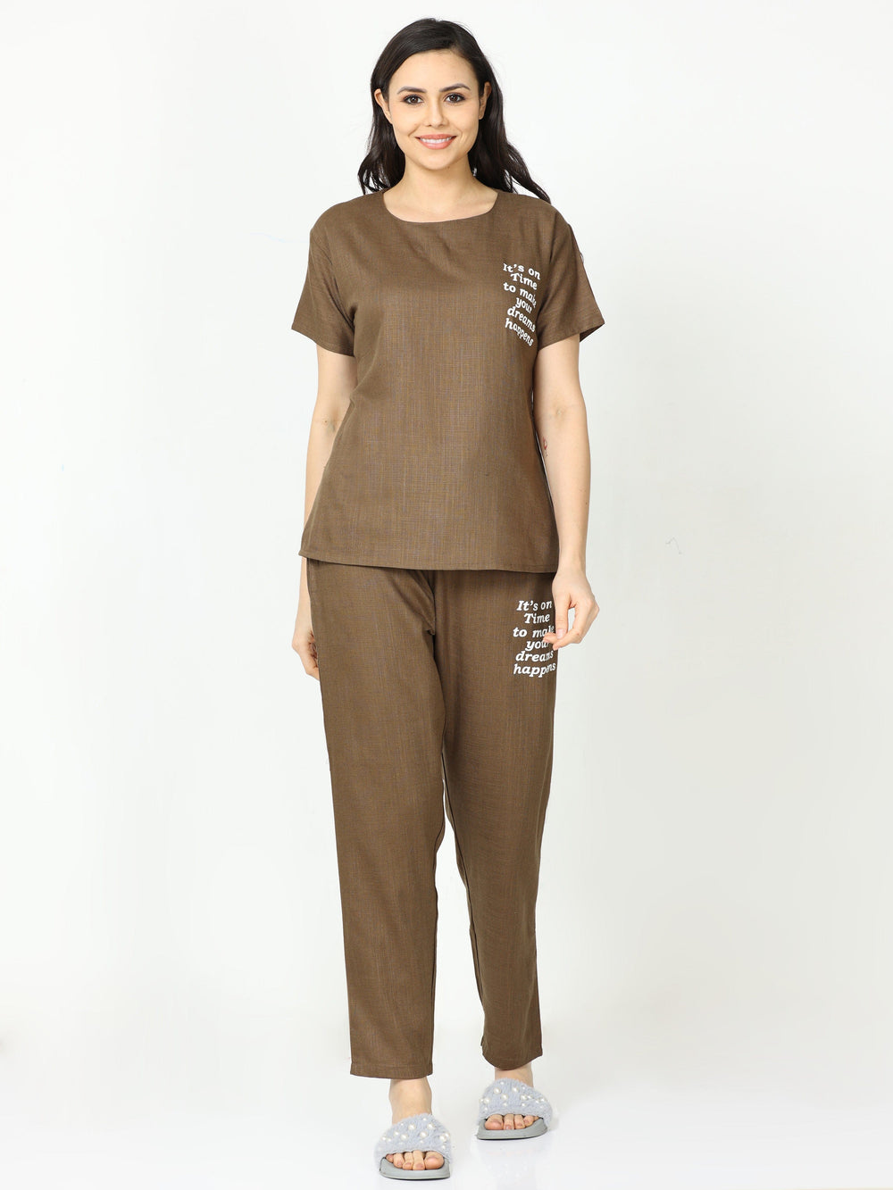  Co-ord sets  Shop Olive Green Linen Round Neck Co-ord Sets Online- 9shines label 