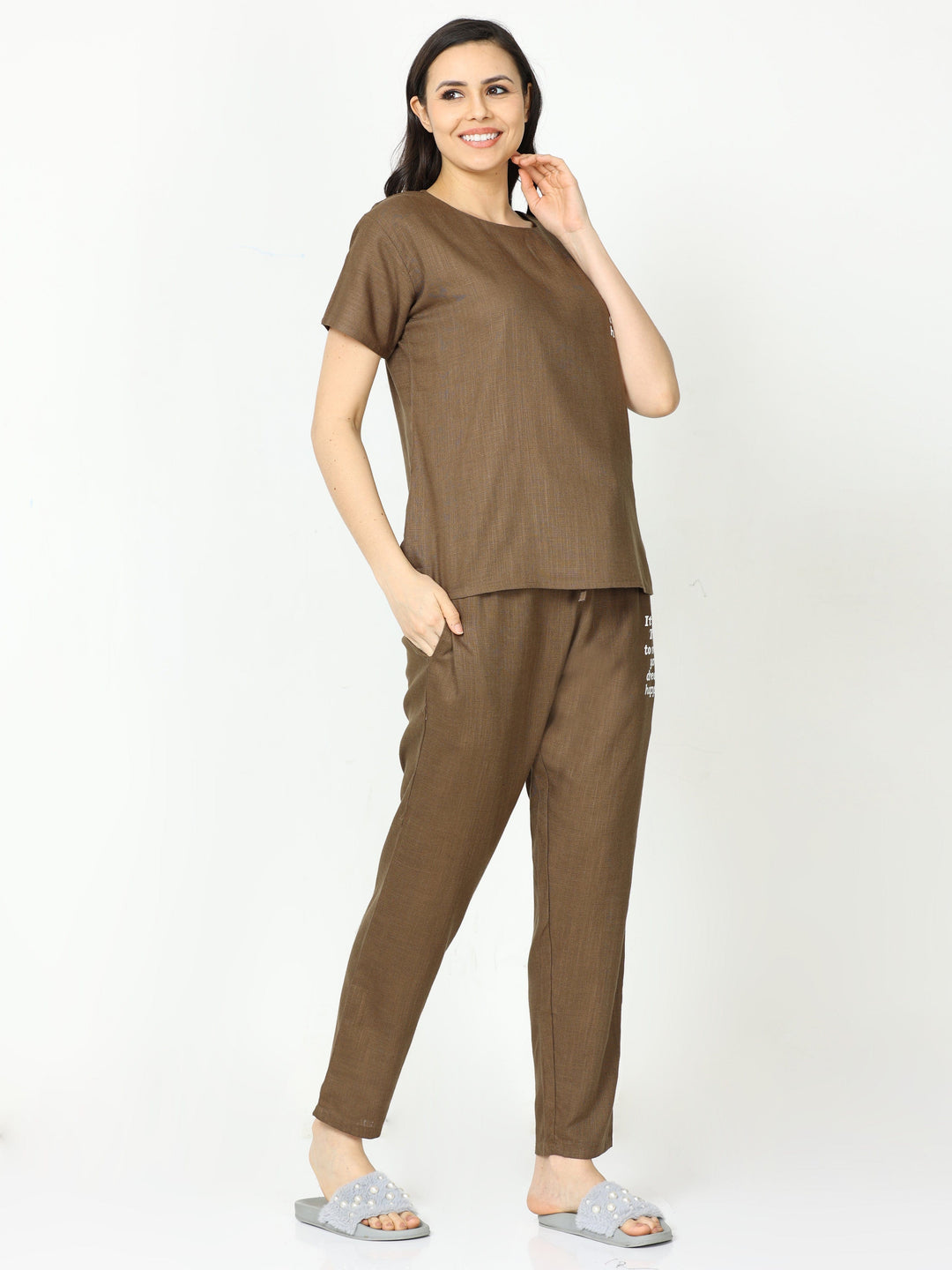  Co-ord sets  Shop Olive Green Linen Round Neck Co-ord Sets Online- 9shines label 