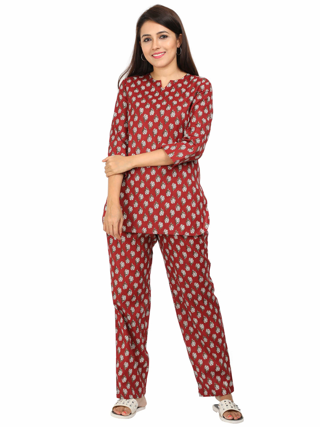  Co-ord sets  buy Pure Cotton Maroon co ord sets online india - 9shines label 