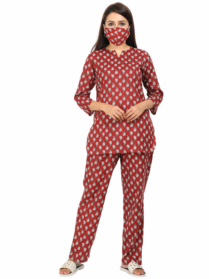  Co-ord sets  buy Pure Cotton Maroon co ord sets online india - 9shines label 